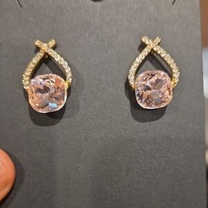 Elegant Gold and Pink Crystal Earrings